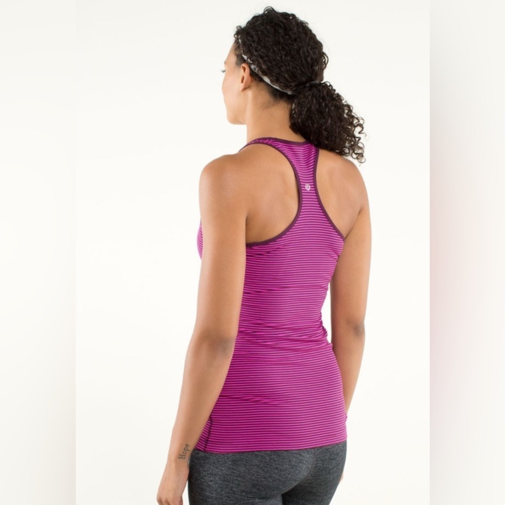 Lululemon Cool Racerback Hyper Stripe Raspberry Glo Light / Plum size: 6
